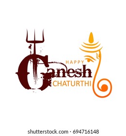 Creative vector illustration of Lord Ganesha in paint style with message Shri Ganeshaye Namah ( Prayer to Lord Ganesha)