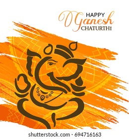 Creative vector illustration of Lord Ganesha in paint style with message Shri Ganeshaye Namah ( Prayer to Lord Ganesha)