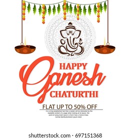 Creative vector illustration of Lord Ganesha in paint style with message Shri Ganeshaye Namah ( Prayer to Lord Ganesha)