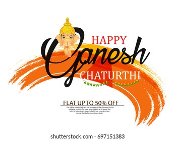 Ilustração vetorial criativa do Senhor Ganesha em estilo de pintura com a mensagem Shri Ganeshaye Namah ( Oração ao Senhor Ganesha)