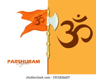 Kreative Vektorgrafik von Lord Parshuram Jayanti. Waffe Farsa (ax) mit Text Parshuram Jayanti
