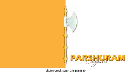 Creative vector illustration of Lord Parshuram Jayanti. weapon Farsa (axe) with Text Parshuram Jayanti
