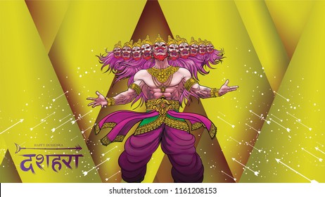 creative vector illustration of Lord Rama killing Ravana in Happy Dussehra Navratri poster festival of India. translation : dussehra