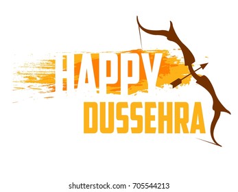 Creative vector illustration of Lord Rama with arrow that killed Ravana in Navratri festival of India poster with hindi text meaning Dussehra