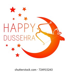 Creative vector illustration of Lord Rama with arrow that killed Ravana in Navratri festival of India poster with hindi text meaning Dussehra