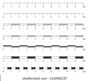 Creative vector illustration of map scale line set isolated on transparent background. Art design unit of measurement. Abstract concept mathematical ratio, fraction graphic element