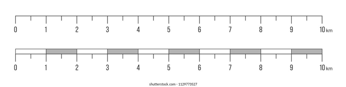 Creative Vector Illustration Of Map Scale Line Set Isolated On Transparent Background. Art Design Unit Of Measurement. Abstract Concept Mathematical Ratio, Fraction Graphic Element