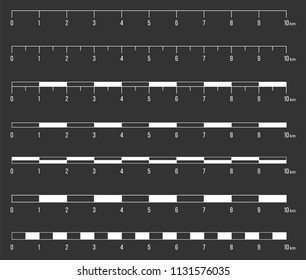 Creative vector illustration of map scale line set isolated on transparent background. Art design unit of measurement. Abstract concept mathematical ratio, fraction graphic element