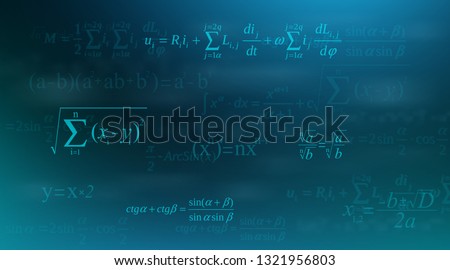 Creative vector illustration of math equation, mathematical, arithmetic, physics formulas background. Art design screen, blackboard template. Abstract concept graphic element