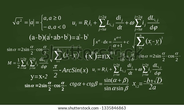 Creative\
vector illustration of math equation, mathematical, arithmetic,\
physics formulas background. Art design screen, blackboard\
template. Abstract concept graphic\
element