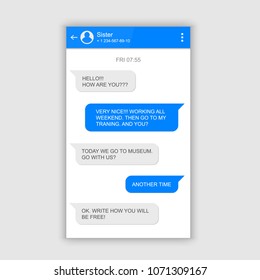 Creative vector illustration of messenger window. Social network talking art design. Mobile phone live chat boxes. Smartphone online app. Compose dialogues mockup. Abstract concept graphic element.