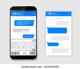 Creative Vector Illustration Of Messenger Window. Social Network Talking Art Design. Mobile Phone Live Chat Boxes. Smartphone Online App. Compose Dialogues Mockup. Abstract Concept Graphic Element.