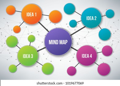 Creative Vector Illustration Of Mind Map Infographic Template Isolated On Transparent Background With Place For Your Content. Art Design. Abstract Concept Graphic Element