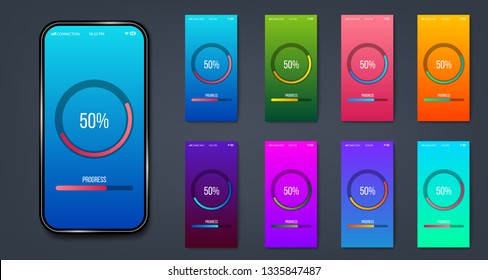 Creative vector illustration of mobile app progress bar loading isolated on transparent background. Art design preloader template. Abstract concept graphic upgrade, update, download diagram element