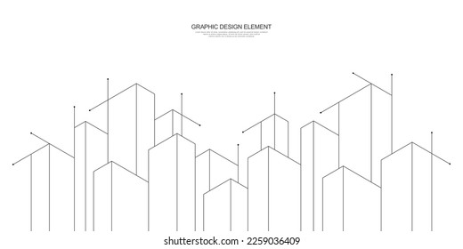 Creative vector illustration of modern architecture. Architectural drawing with building construction