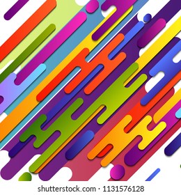 Ilustración vectorial creativa de la composición de estilo moderno aislada en fondo transparente. Diseño artístico formas de imagen geométricas coloridas. Concepto abstracto dinámico varios elementos redondeados
