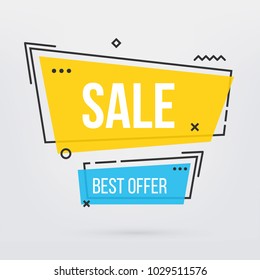 Creative vector illustration of modern trendy season sale banner offer tag isolated on transparent background. Art design shop store template. Abstract concept graphic memphis geometric style element