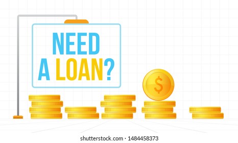 Creative vector illustration of Need a loan. Concept of saving money. Pile of coins on a white background.