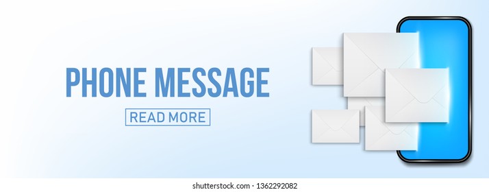 Creative vector illustration of new sms or email notification on mobile phone on background. Art design envelope unread message from screen template. Abstract concept graphic smartphone element