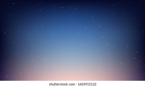 Creative vector illustration of night sky, stars, planets background. Art design night starry sky template. Abstract concept milky way galaxy, space universe, shining cosmos landscape