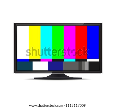 Creative vector illustration of no signal TV test pattern background. Television screen error. SMPTE color bars technical problems. Art design. Abstract concept graphic element