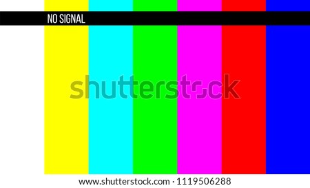 Creative vector illustration of no signal TV test pattern background. Television screen error. SMPTE color bars technical problems. Art design. Abstract concept graphic element