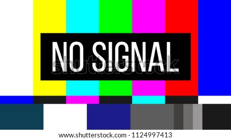 Creative vector illustration of no signal TV test pattern background. Television screen error. SMPTE color bars technical problems. Art design. Abstract concept graphic element