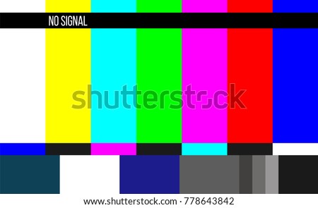 Creative vector illustration of no signal TV test pattern background. Television screen error. SMPTE color bars technical problems. Art design. Abstract concept graphic element.