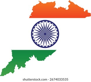 Ilustración vectorial creativa del diseño del mapa estatal de Odisha en estilo abstracto y moderno. Perfecto para uso educativo, proyectos geográficos, viajes, turismo y Diseño gráfico.