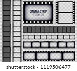 Creative vector illustration of old retro film strip frame set isolated on transparent background. Art design reel cinema filmstrip template. Abstract concept graphic element