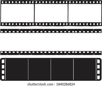 Creative vector illustration of old retro film strip frame set isolated on transparent background. Art design reel cinema filmstrip template. Abstract concept graphic elementCreative vector illustrati