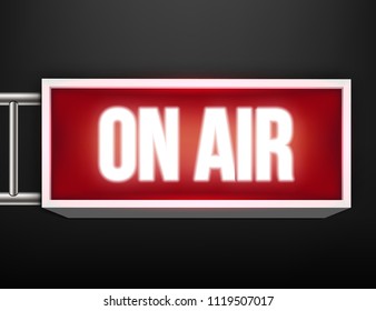 Creative vector illustration of on air live glowing sign isolated on background. Art design tv, radio station, broadcast symbol. Lit on warning board message. Abstract concept graphic element