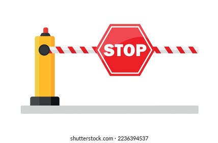 Creative vector illustration of open, closed parking car barrier gate set with stop sign isolated on transparent background. Art design street road stop border. Abstract concept graphic element eps 10