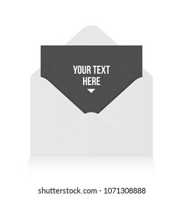 Creative vector illustration of open paper envelope isolated on background. For message, mail, email and business document. Art design. Abstract concept graphic element. Realistic mockup.