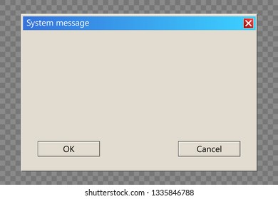 Creative vector illustration of operating system message template, error window isolated on transparent background. Art design computer user interface. Abstract concept graphic information element