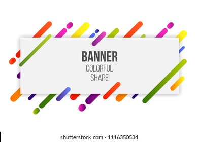 Creative vector illustration of paper card with colorful shapes isolated on transparent background. Art cover with trendy neon gradient lines. Abstract concept graphic 3d material design element