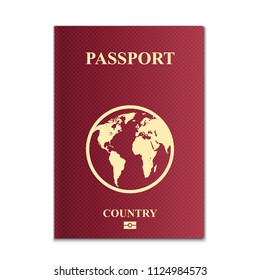 Creative vector illustration of passports with globe map isolated on transparent background. Art design. Front cover international identification document. Abstract concept graphic element