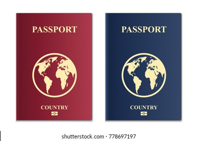 Creative vector illustration of passports with globe map isolated on transparent background. Art design. Front cover international identification document. Abstract concept graphic element.