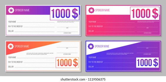 Creative vector illustration of payment event winning check isolated on background. Art design empty blank mockup. Abstract concept graphic lottery element