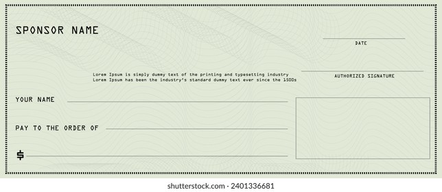 Creative vector illustration of payment event winning check isolated on background Art design empty blank Check illustrations