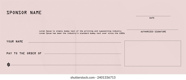 Creative vector illustration of payment event winning check isolated on background Art design empty blank Check illustration