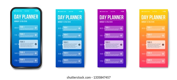 Creative vector illustration of phone day planner template, calendar done task isolated on transparent background. Art design interface to do list. Abstract concept graphic UX UI element