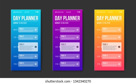 Creative vector illustration of phone day planner template, calendar done task isolated on transparent background. Art design interface to do list. Abstract concept graphic UX UI element