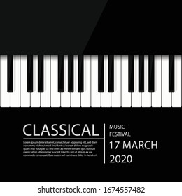 Creative vector illustration of piano keys. - Piano concert or live music concert poster design.