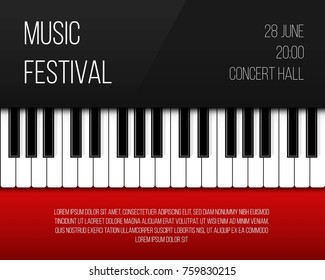 Creative vector illustration of piano keys. Art design jazz live concert music background. Abstract concept graphic element. Poster, flyer, leaflet or invitation template.