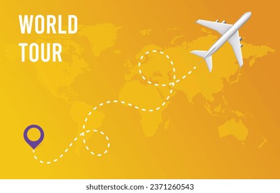 Creative vector illustration of plane with dashed path lines isolated on background. Art design airplane sky route. Abstract concept graphic element for air transportation presentation
