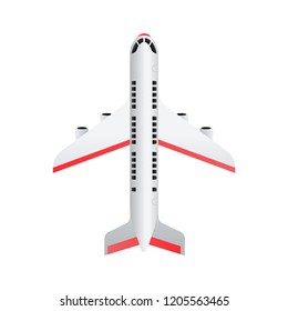 Creative vector illustration of plane isolated on white background. Top view airplane. Travel art design of summer vacation. Copy space for you presentation. Abstract concept graphic element