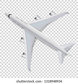 Creative vector illustration of plane isolated on transparent background. Top view airplane. concept of travel art design.