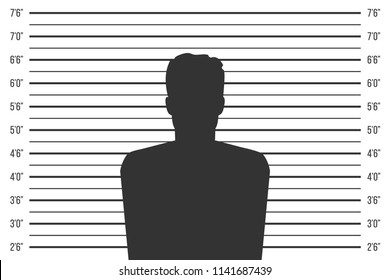 Creative Vector Illustration Of Police Lineup, Mugshot Template With A Table Isolated On Transparent Background. Art Design Silhouette Of Anonymous. Abstract Concept Graphic Element