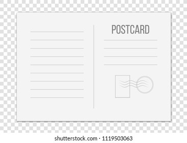Creative vector illustration of postcard isolated on transparent background. Postal travel card art design. Blank airmail mockup template. Abstract concept graphic element
